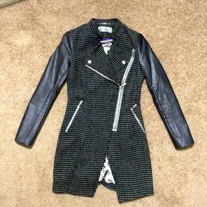 New ANTHROPOLOGIE Boutique Patricia Luca Milano black dressy jacket leather XS